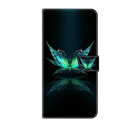 Blue butterfly 3D wallet phone case, front view