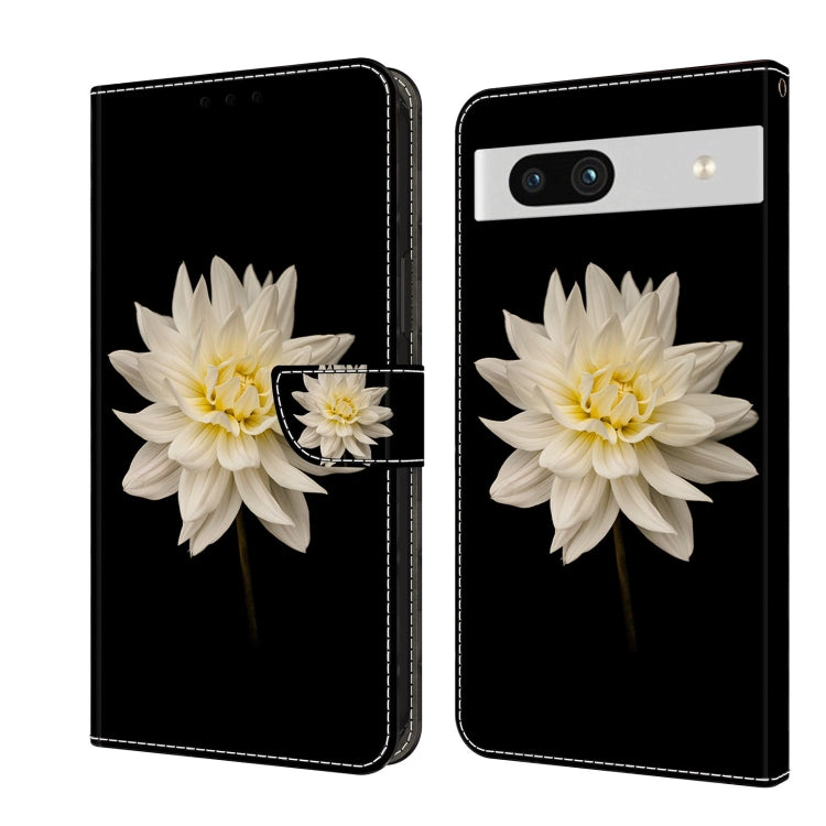 Black leather phone case with large white flower detail, protective flip style