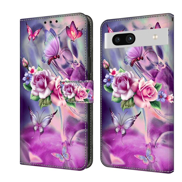 Purple leather phone case with butterflies and flowers, protective flip style