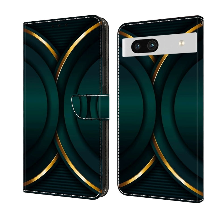 Dark teal leather phone case with gold ring pattern, protective flip style