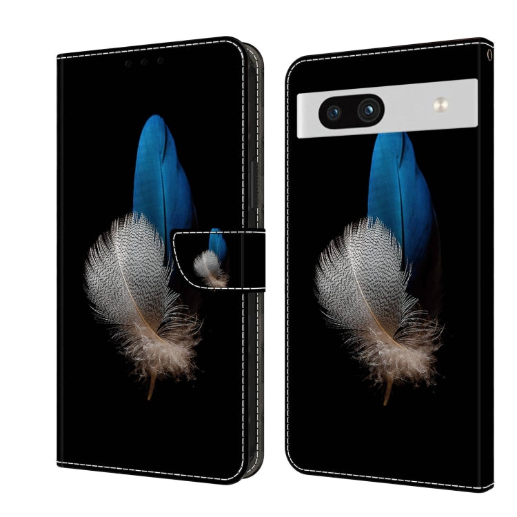 Black leather phone case with blue feather detail and protective flip style