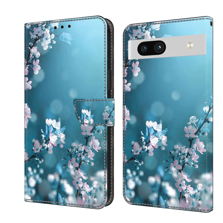 Light blue leather phone case with cherry blossom floral print, protective flip style