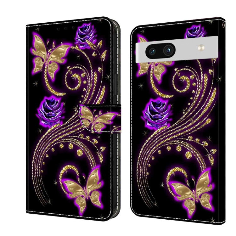 Shockproof flip phone case with purple butterfly and rose-inspired ornamental design