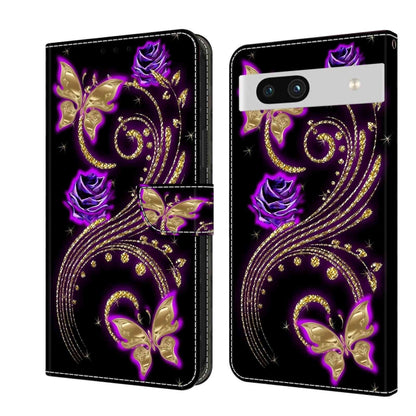 Shockproof flip phone case with purple butterfly and rose-inspired ornamental design