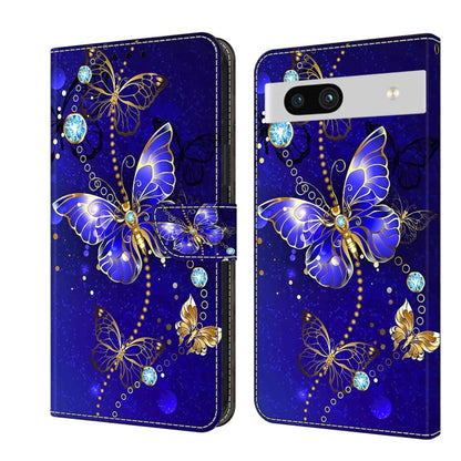Shockproof flip phone case with blue glitter butterflies and gemstone-style accents
