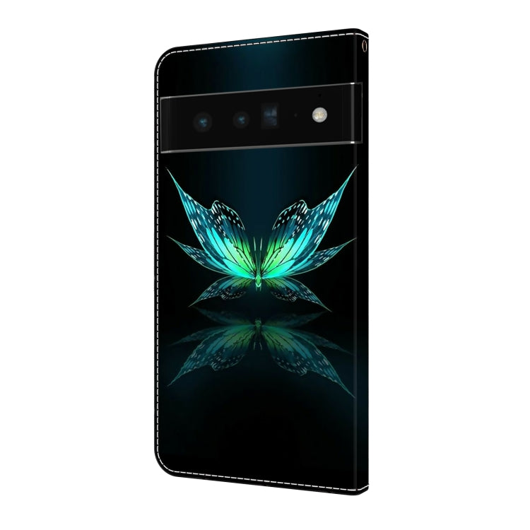 Crystal shockproof protective leather phone case, teal butterfly flower design, top front panel