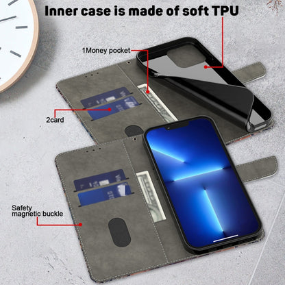 Shockproof leather phone case with soft TPU liner, card slots, and magnetic buckle