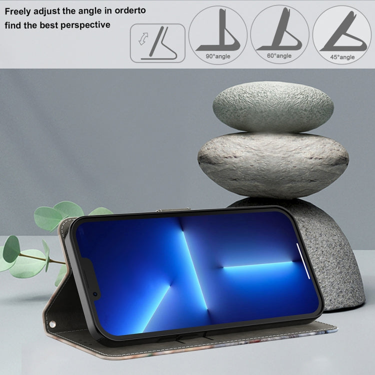 Shockproof leather phone case with fold-out kickstand holding a phone in landscape