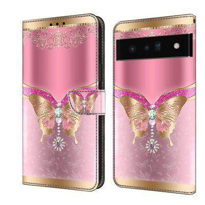 Crystal shockproof protective leather phone case with pink background, butterfly and gold ornaments