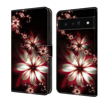 Protective leather phone case with red and white floral butterfly crystal design