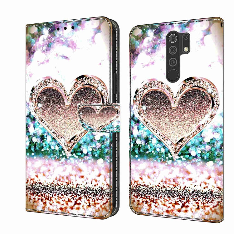 Transparent glitter heart leather phone case with sparkle floral 3D design and flip cover