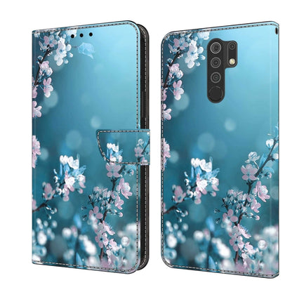 Light blue cherry blossom wallet phone case with magnetic strap and camera cutout