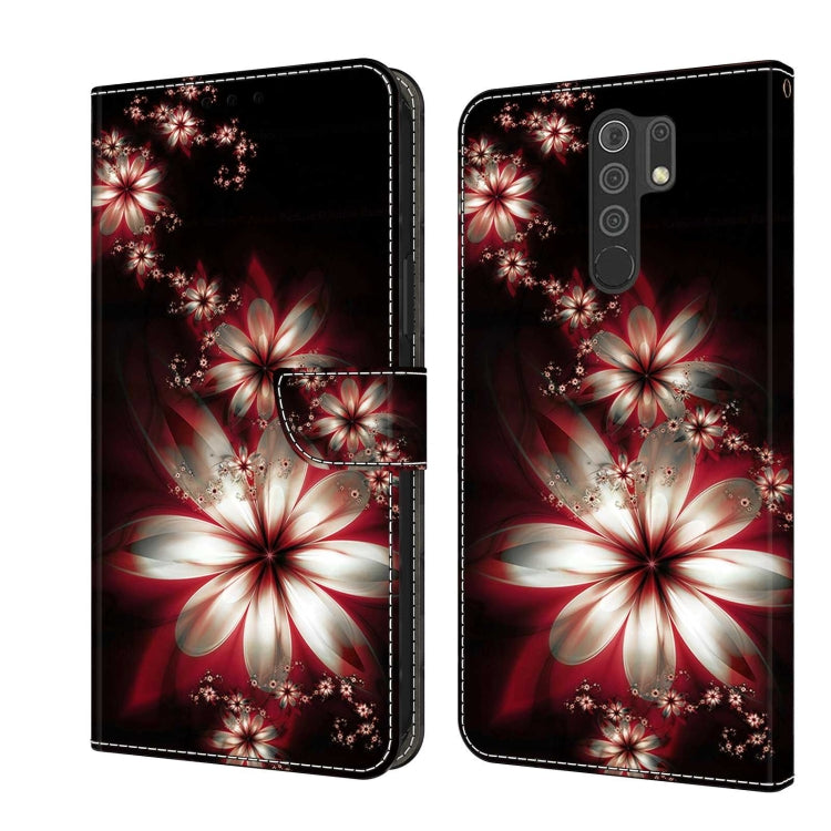Black and red floral bloom wallet phone case with magnetic strap and camera cutout