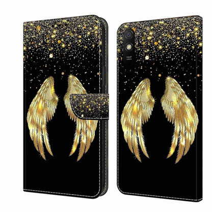 Shockproof leather phone case with gold feather design on black, flip wallet clasp