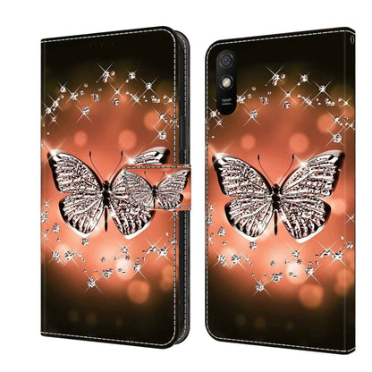 Shockproof leather phone case with silver butterfly and star sparkle pattern, flip wallet clasp