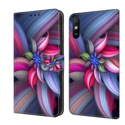 Colorful 3D floral butterfly leather phone case with flip cover and card holder slot