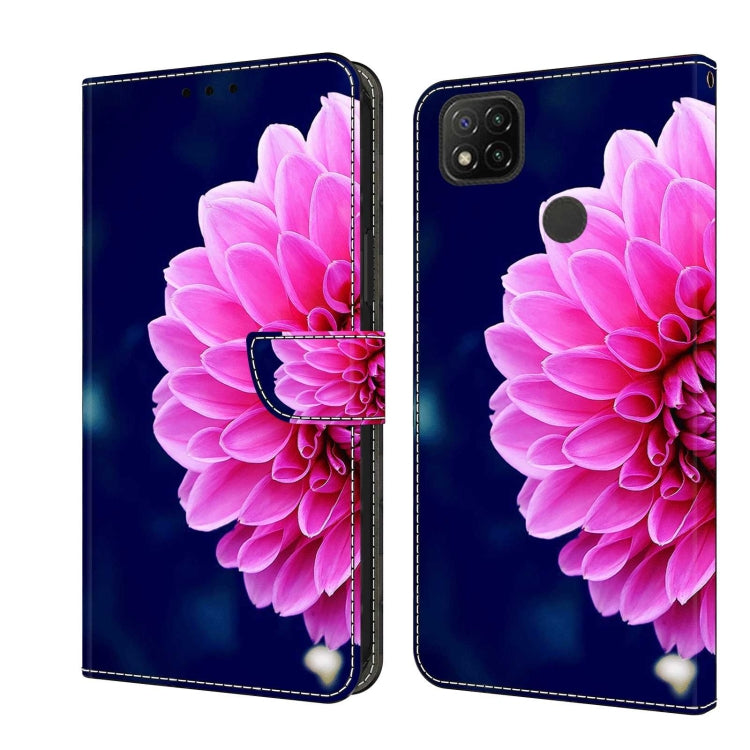 Shockproof phone case with large pink flower on dark blue, folio wallet flap