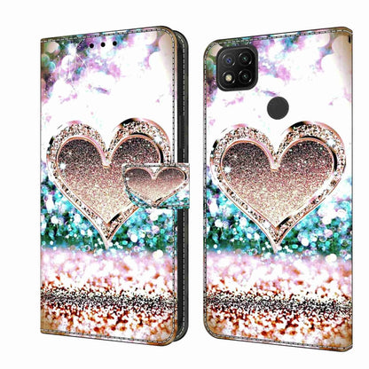 Shockproof phone case with glitter heart design and colorful sparkle on a folio flap