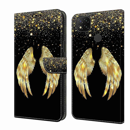 Shockproof protective leather phone case, black with gold feather wings design