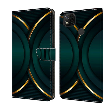 Shockproof protective leather phone case, dark teal with gold curved frame design