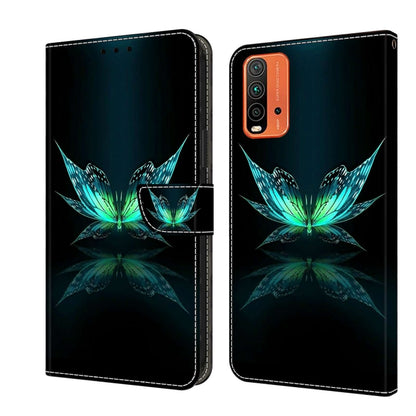Crystal 3D shockproof leather phone case with teal flower and lotus design