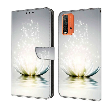 Crystal 3D shockproof leather phone case with white glowing flower and sparkles