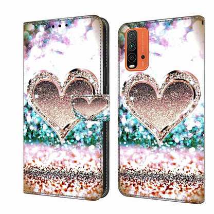 Flip leather phone case with 3D heart glitter design and cutout for camera