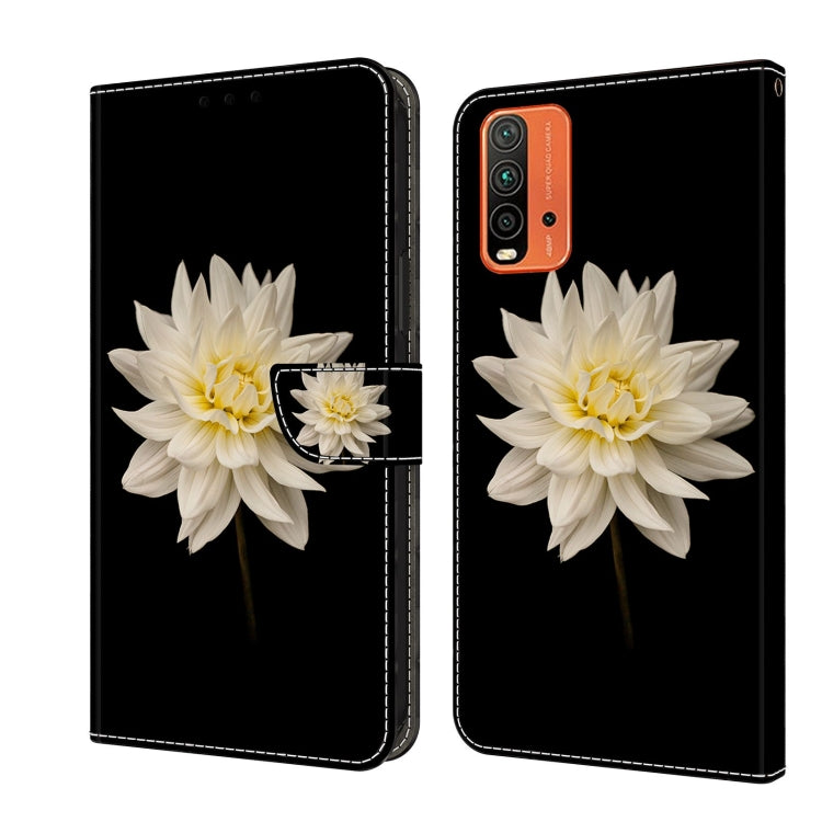 Flip leather phone case with large white flower and folio card pocket