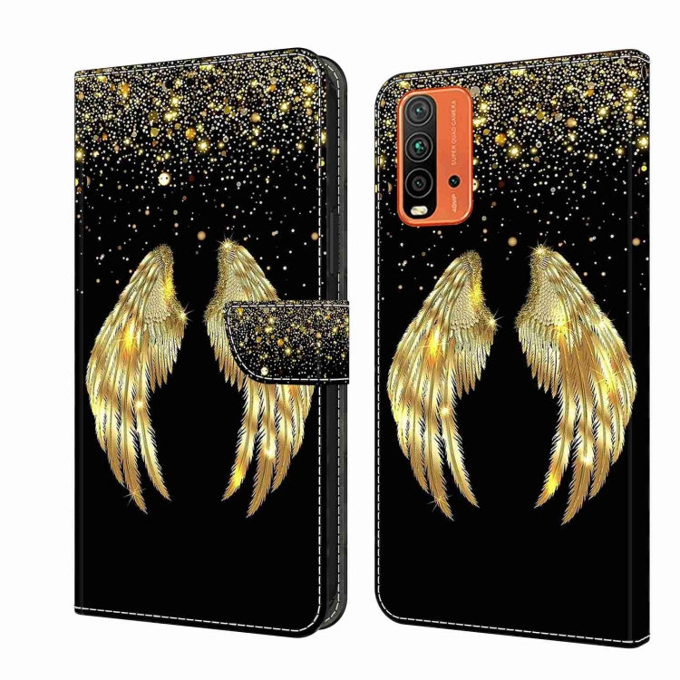 Flip leather phone case with gold glitter feather design and folio clasp