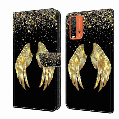 Flip leather phone case with gold glitter feather design and folio clasp