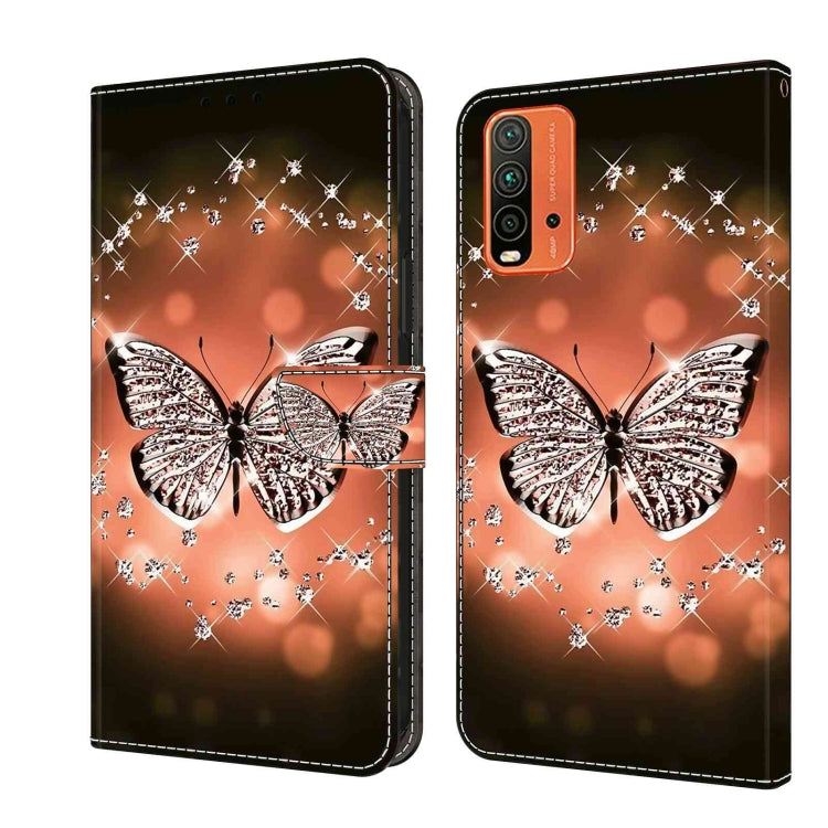 Crystal butterfly flip phone case with rhinestone effect and card slot, dark brown.