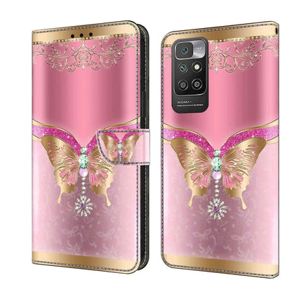 Crystal 3D shockproof protective leather phone case with pink butterflies and ornate lace trim