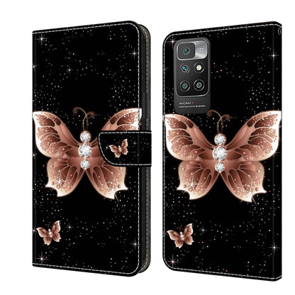 Crystal 3D shockproof protective leather phone case with rose-gold butterfly and sparkles