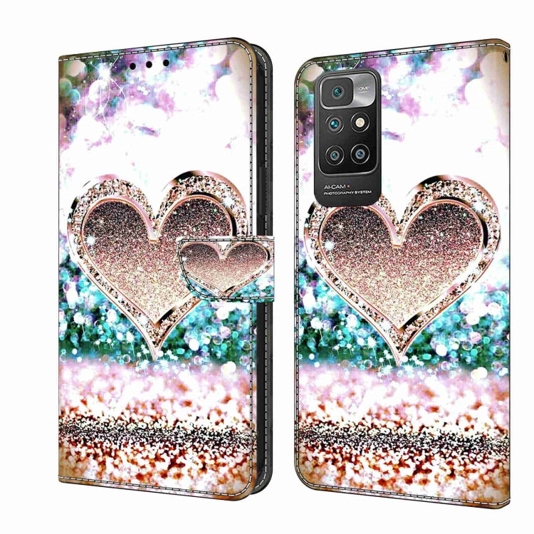 Crystal 3D shockproof protective leather phone case with glitter hearts and colorful bokeh