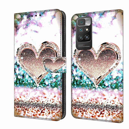 Crystal 3D shockproof protective leather phone case with glitter hearts and colorful bokeh