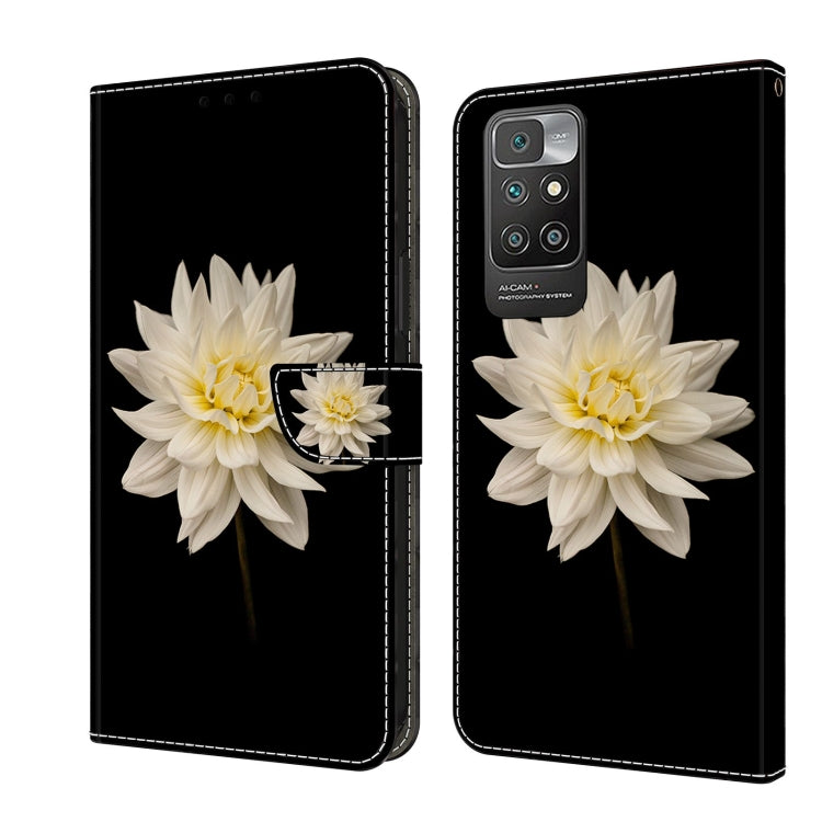 Crystal 3D shockproof protective leather phone case with white flower bloom on black