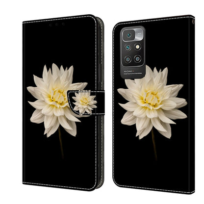 Crystal 3D shockproof protective leather phone case with white flower bloom on black