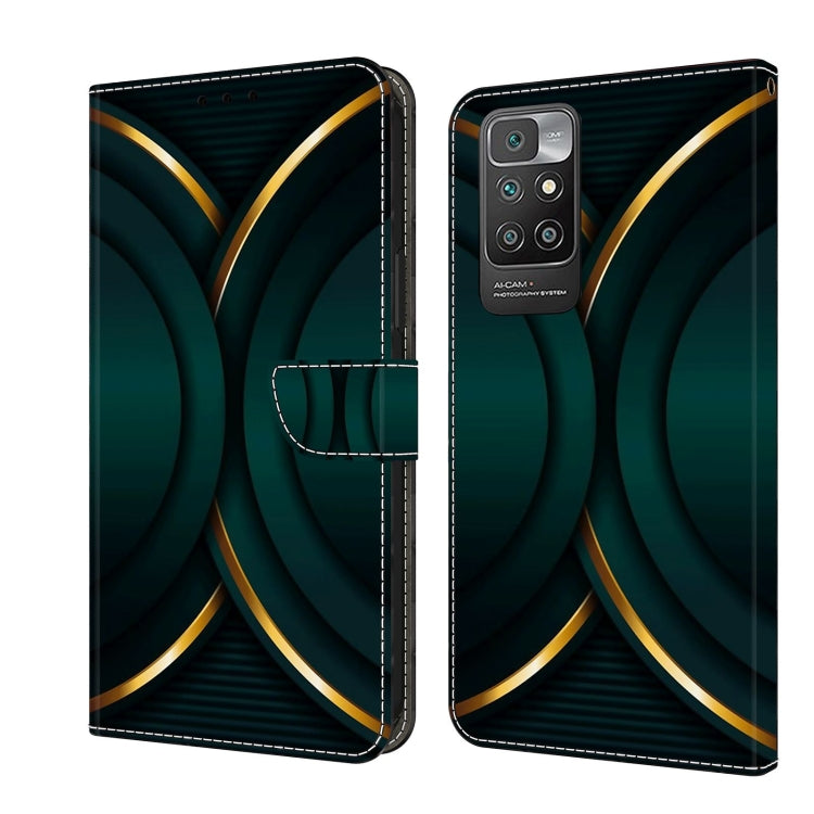 Crystal 3D leather phone case with teal waves and gold trim arc design