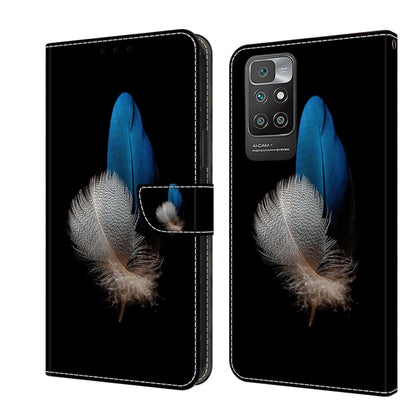 Crystal 3D leather phone case with blue feather and silver wing detail