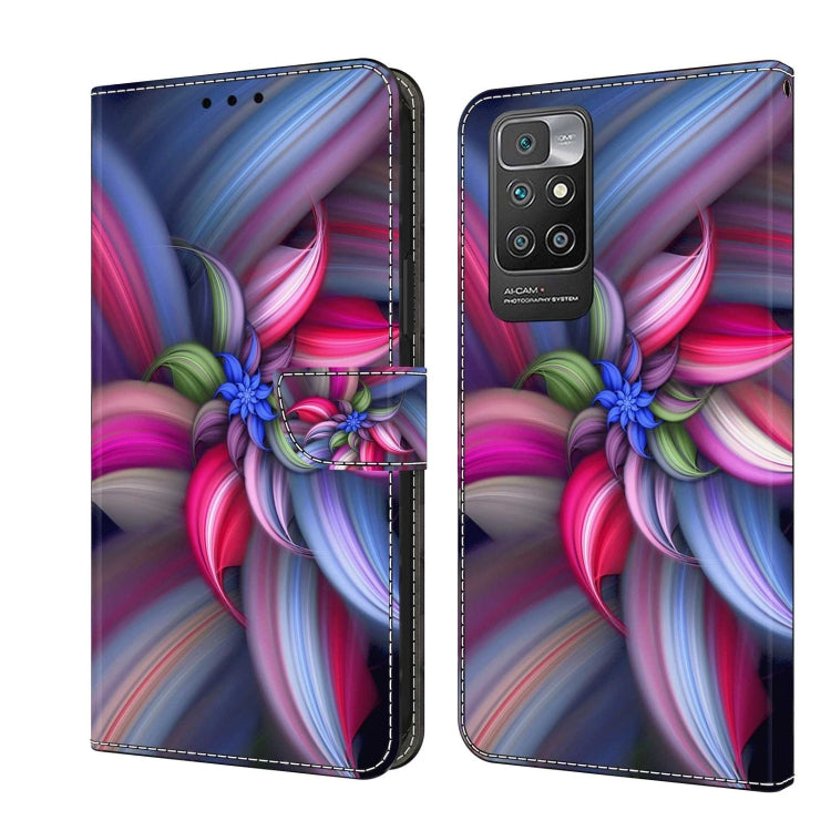 Crystal 3D leather phone case with colorful abstract flower swirl design