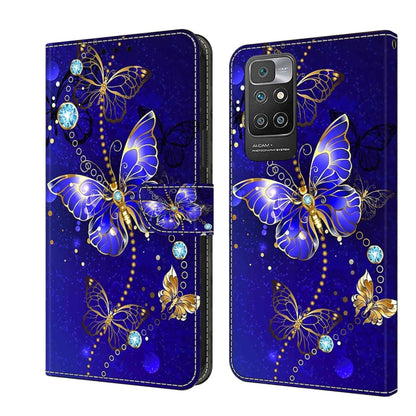 Crystal 3D butterfly phone wallet case with gold blue butterflies and gemstone accents
