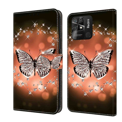 Butterfly leather-style wallet phone case with sparkly silver wings and side flap.