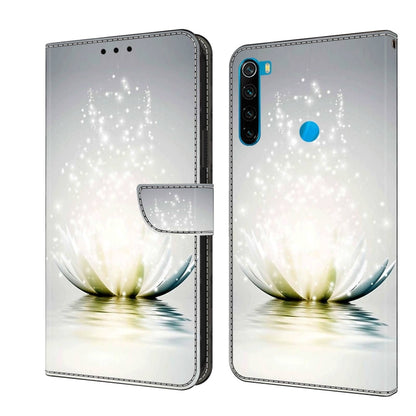 Leather flip phone case with glowing white lily and sparkly bokeh scene.