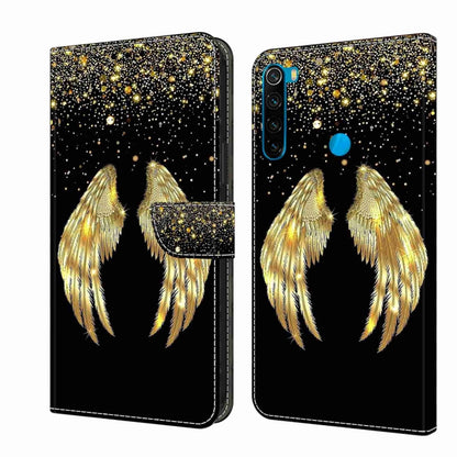 Leather phone case with black background, gold glitter feathers, magnetic flip cover