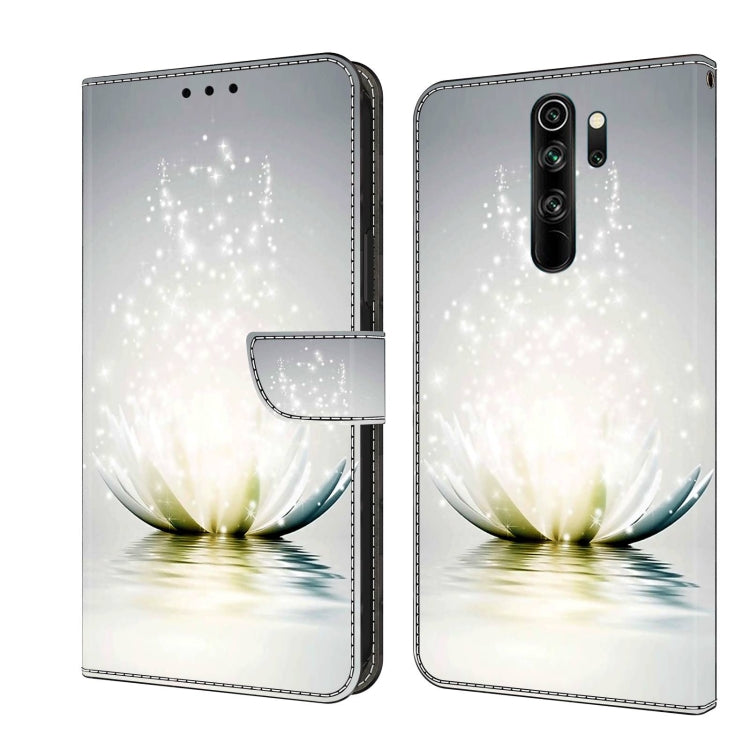 Leather phone case with glowing flower and raindrop sparkle print, flip cover