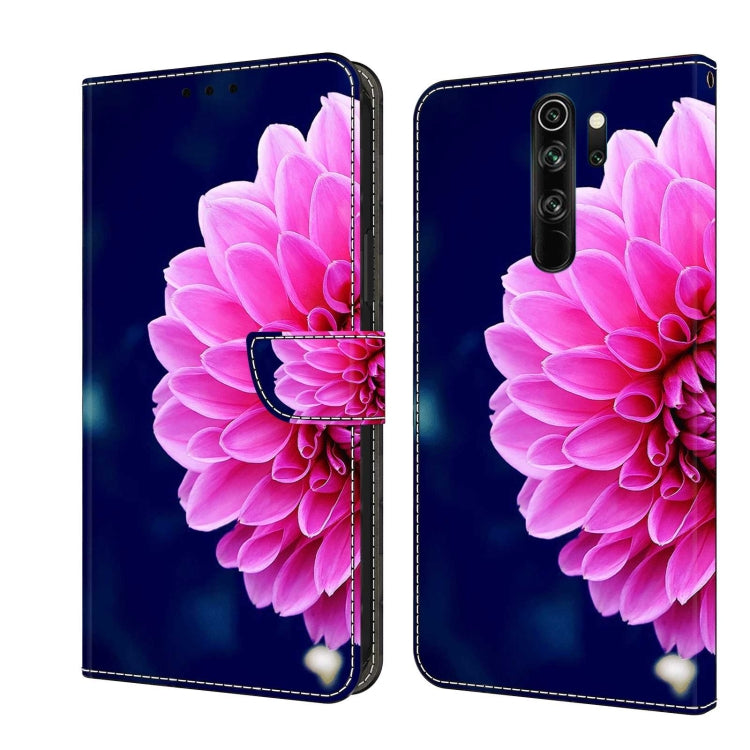 Leather phone case with pink flower closeup and butterfly accents, flip cover