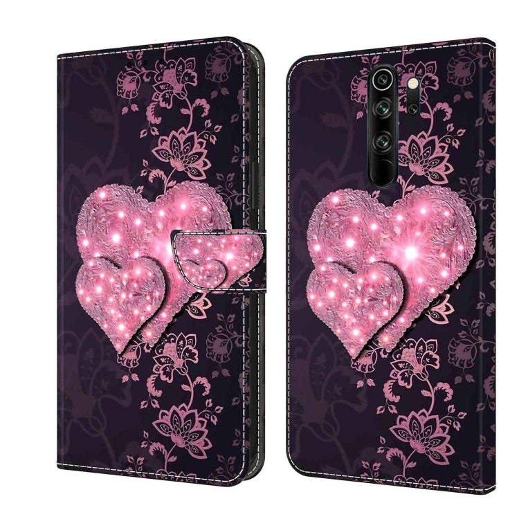 Protective phone case with dark purple background, glowing pink heart and floral pattern