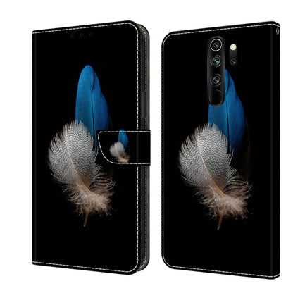 Protective phone case with black and blue design featuring silver feather