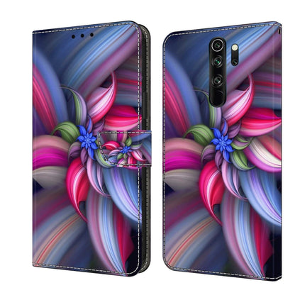 Protective phone case with colorful abstract floral swirl pattern on blue background