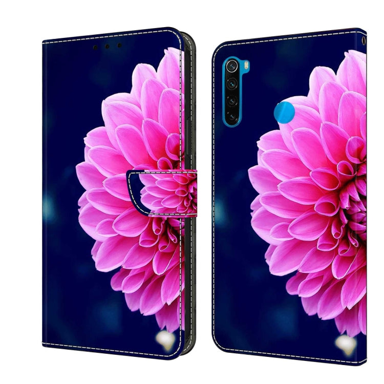 Pink flower petal protective leather phone case with folio flap and camera cutout